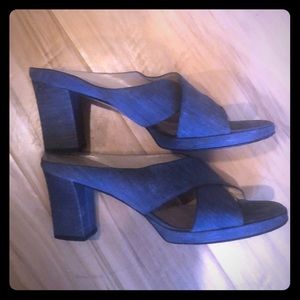Salvatore Ferragamo Denim Crisscross Sandals